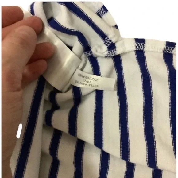 J. CREW Pullover Hoodie Women's XXS Striped Cotton Navy Blue With Pocket, CB71 - Picture 3 of 8